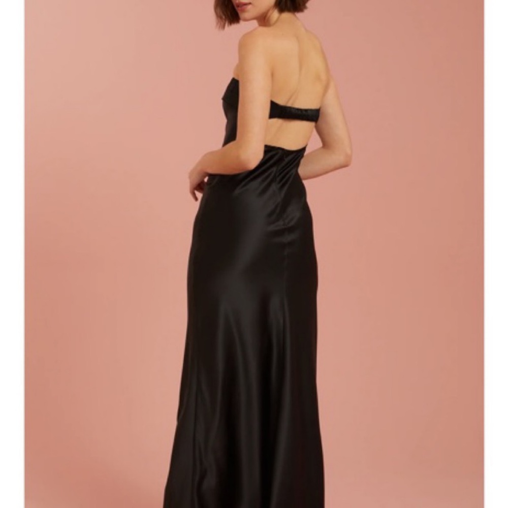 altar'd state black backless strapless dress